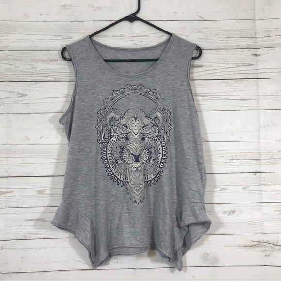 Jessica Simpson Tops - Jessica Simpson Tiger Gray Tank Top Size L Jessica Simpson Tops - Jessica Simpson Tiger Gray Tank Top Size L